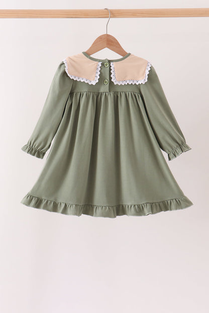 Green Goose Pumpkin Embroidery Dress
