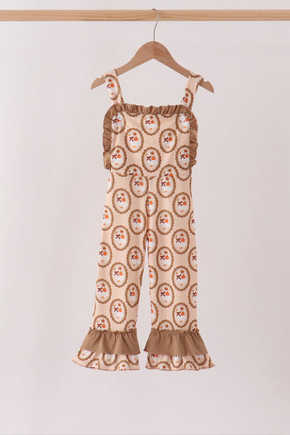 Brown Goose Pumpkin Ruffle Jumpsuit