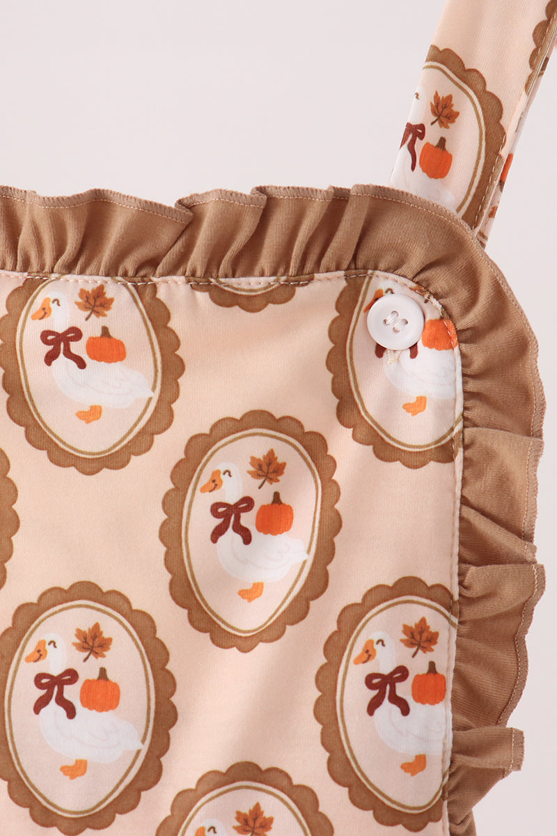 Brown Goose Pumpkin Ruffle Jumpsuit