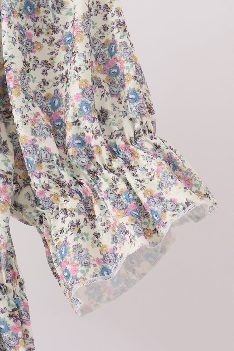 Blue Floral Smocked Mom Dress