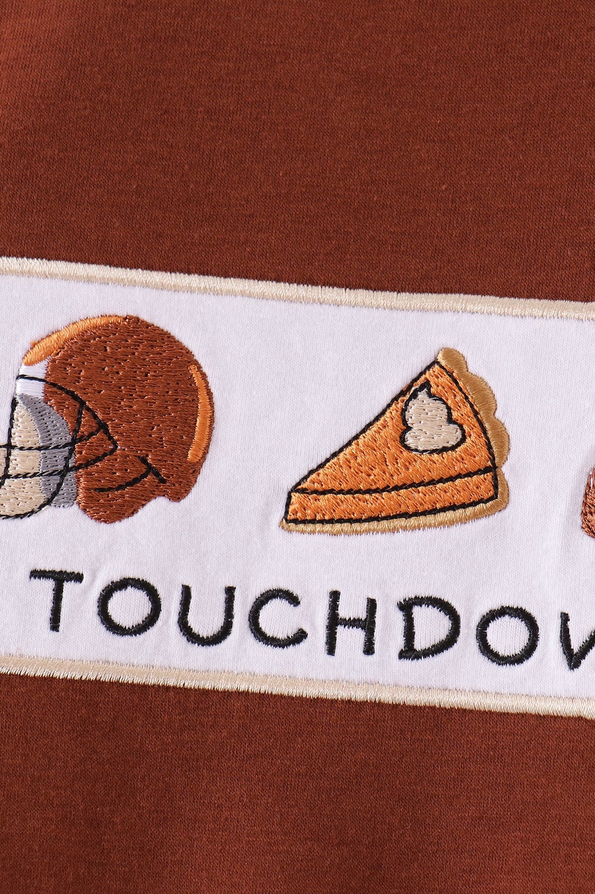 Brown Touchdown Football Embroidery Romper