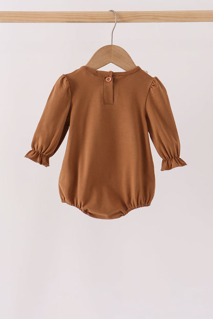 Brown Howdy Y'ALL Western Embroidery Ruffle Bubble