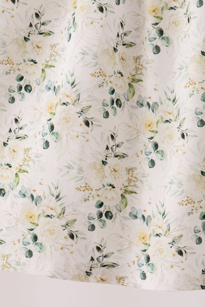 Sage Floral Smocked Ruffle Dress