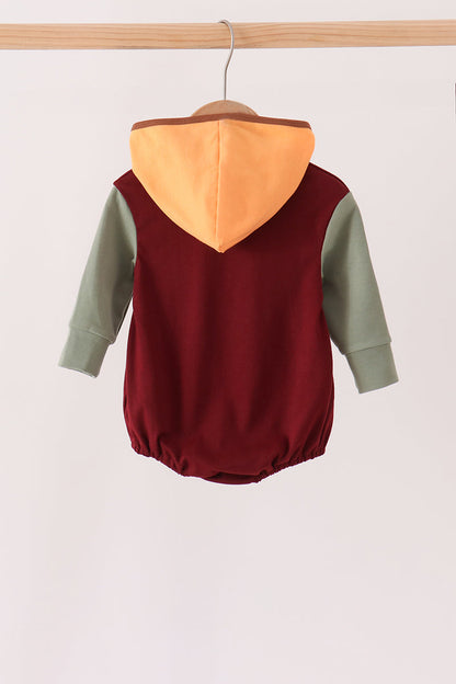 Brown Pumpkin Embroidery Hoodie Bubble