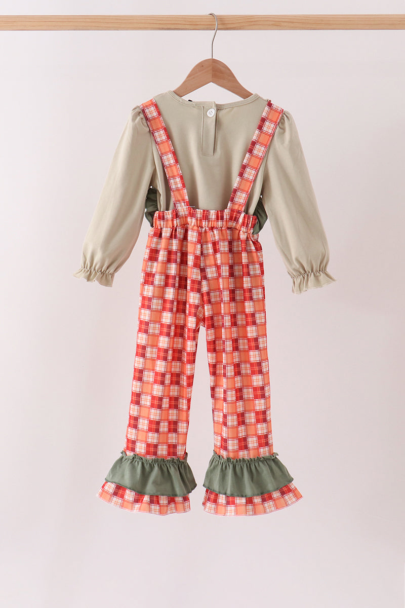 Green Pumpkin Embroidery 2-Piece Jumpsuit Set