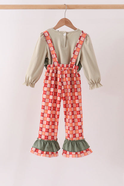 Green Pumpkin Embroidery 2-Piece Jumpsuit Set