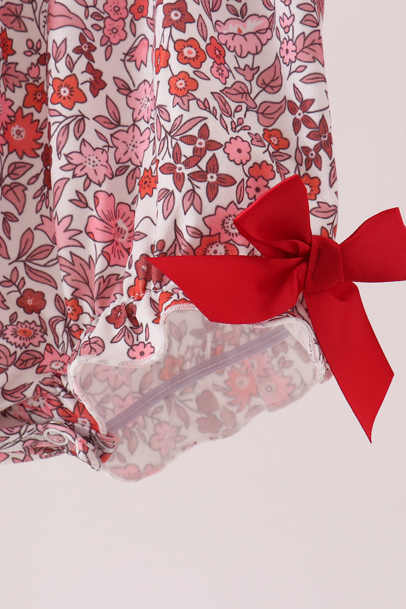 Maroon Thankful Floral Leaves Embroidery Bubble