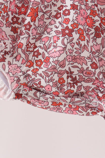 Maroon Thankful Floral Leaves Embroidery Bubble