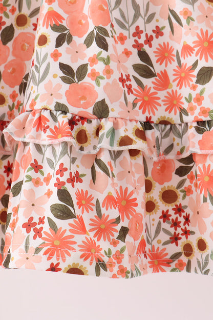 Green Floral Bow Ruffle Mom & Me Dress