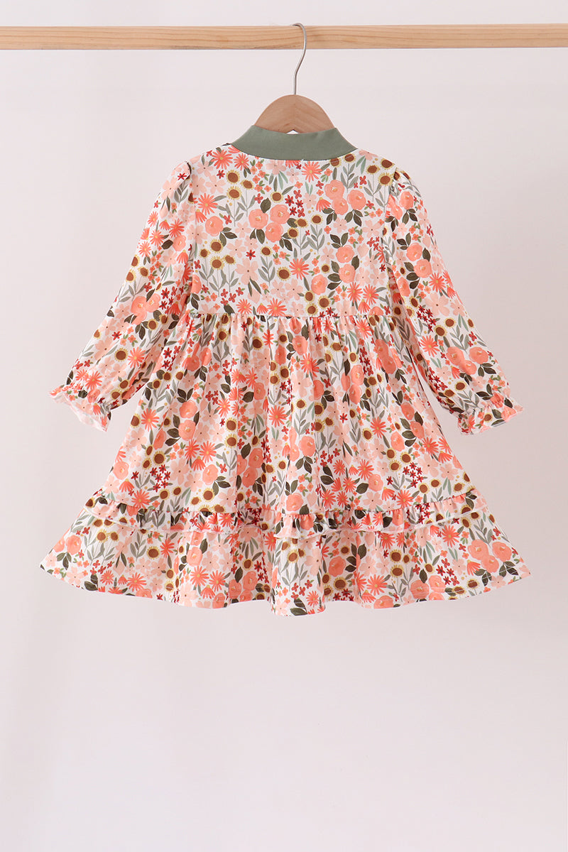 Green Floral Bow Ruffle Mom & Me Dress