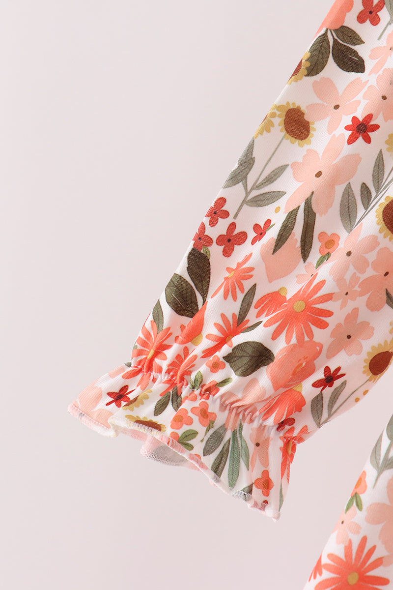 Green Floral Bow Ruffle Mom & Me Dress