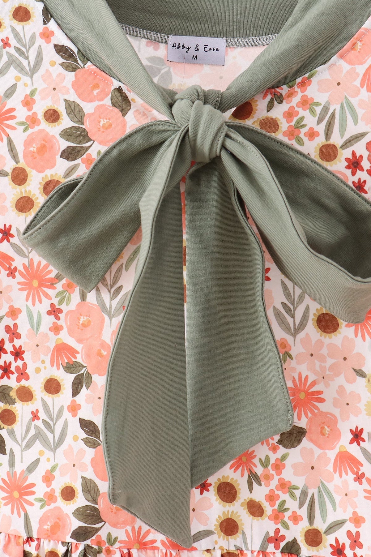 Green Floral Bow Ruffle Mom & Me Dress