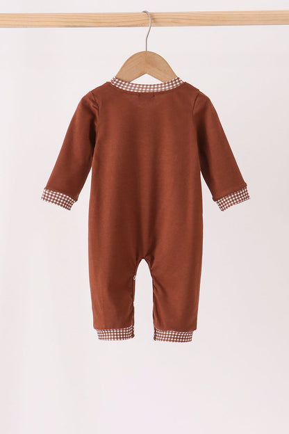 Brown Turkey Embroidery Romper