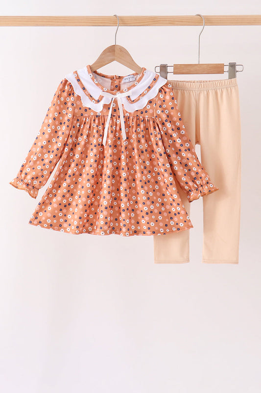 Fall Floral Print Pants Set