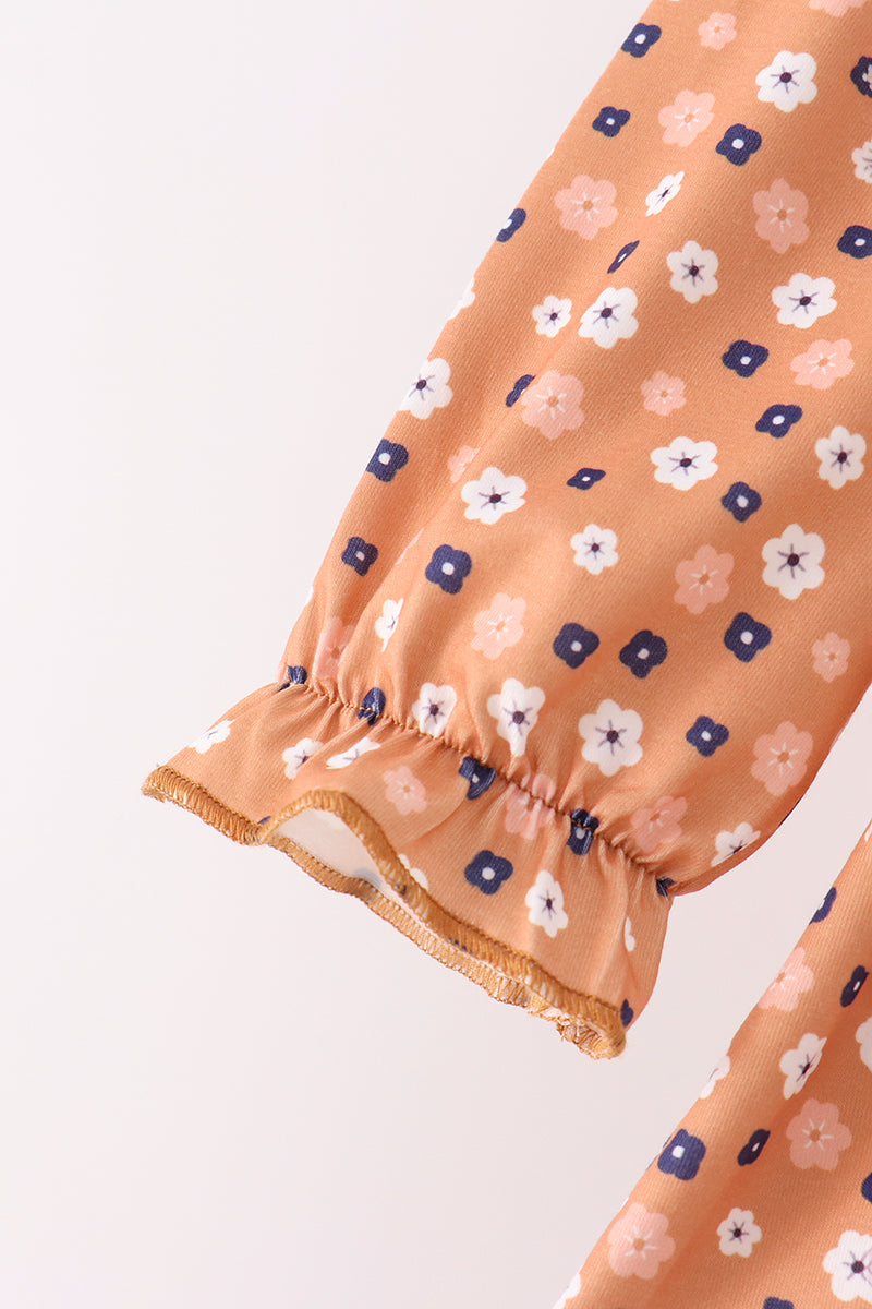 Fall Floral Print Pants Set