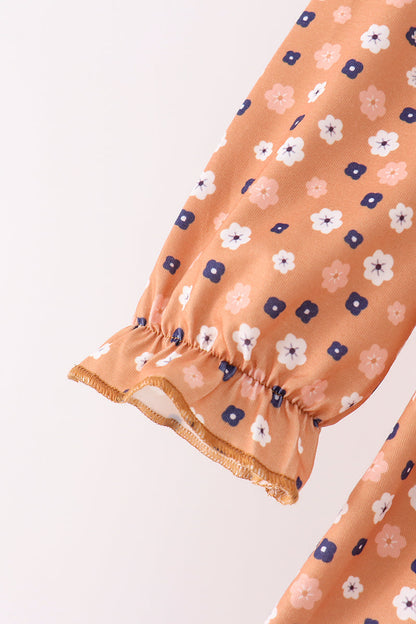 Fall Floral Print Pants Set
