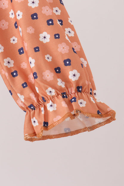 Fall Floral Print Jumpsuit Set
