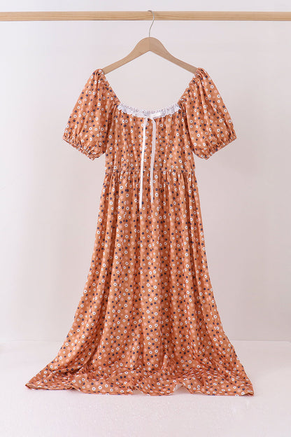 Fall Floral Print Mom Dress