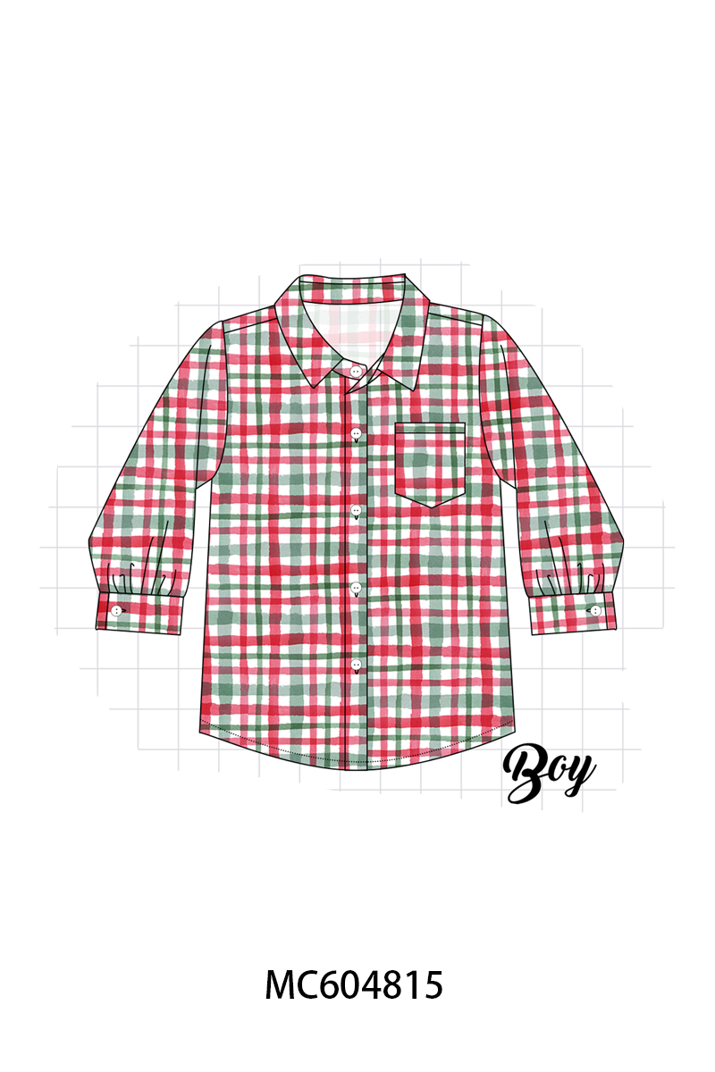 Red Plaid Pocket Button-Down Shirt