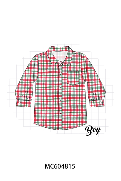 Red Plaid Pocket Button-Down Shirt