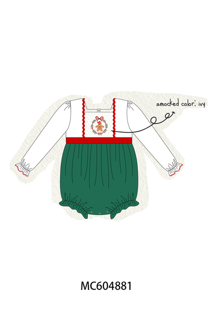 Green Gingerbread Smocked Bubble