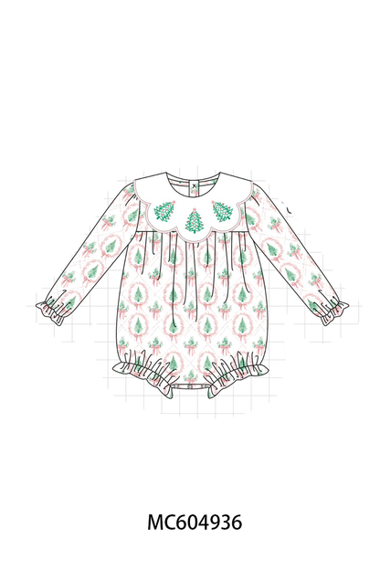 Pink Christmas Tree Embroidery Bubble