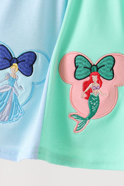 Colorblock Character Appliqué Ruffle Bloomer Set
