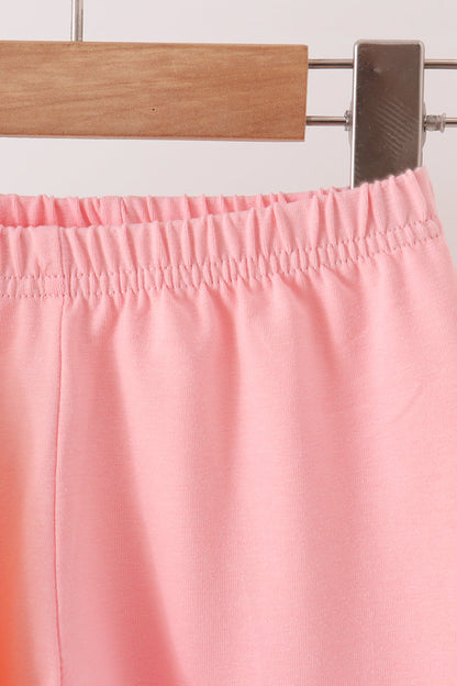 Colorblock Character Appliqué Ruffle Pants Set