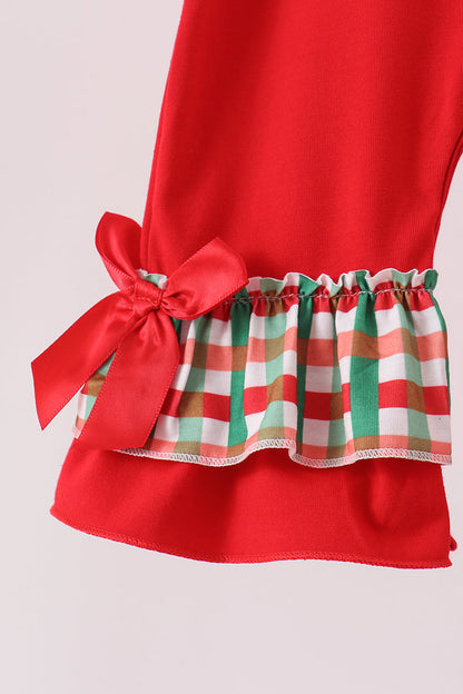 Red Christmas Character Appliqué Ruffle Romper