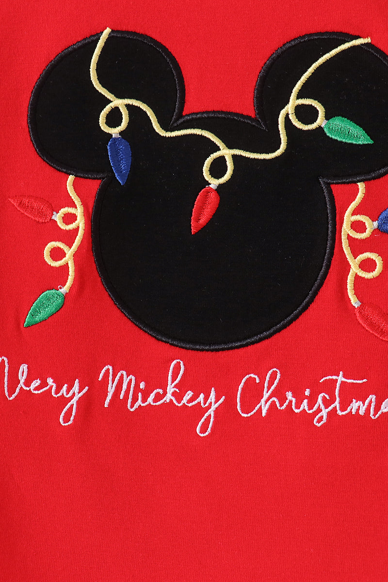 Red Christmas Character Appliqué Gingham Pants Set