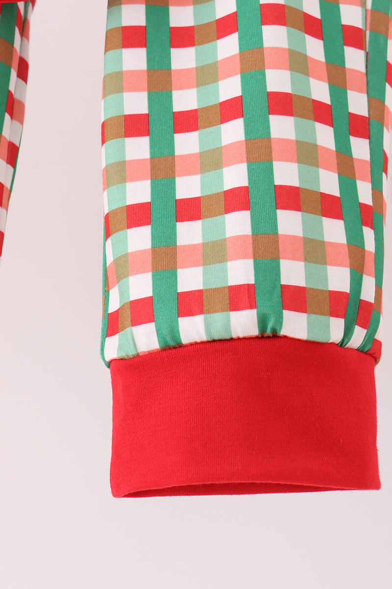 Red Christmas Character Appliqué Gingham Pants Set