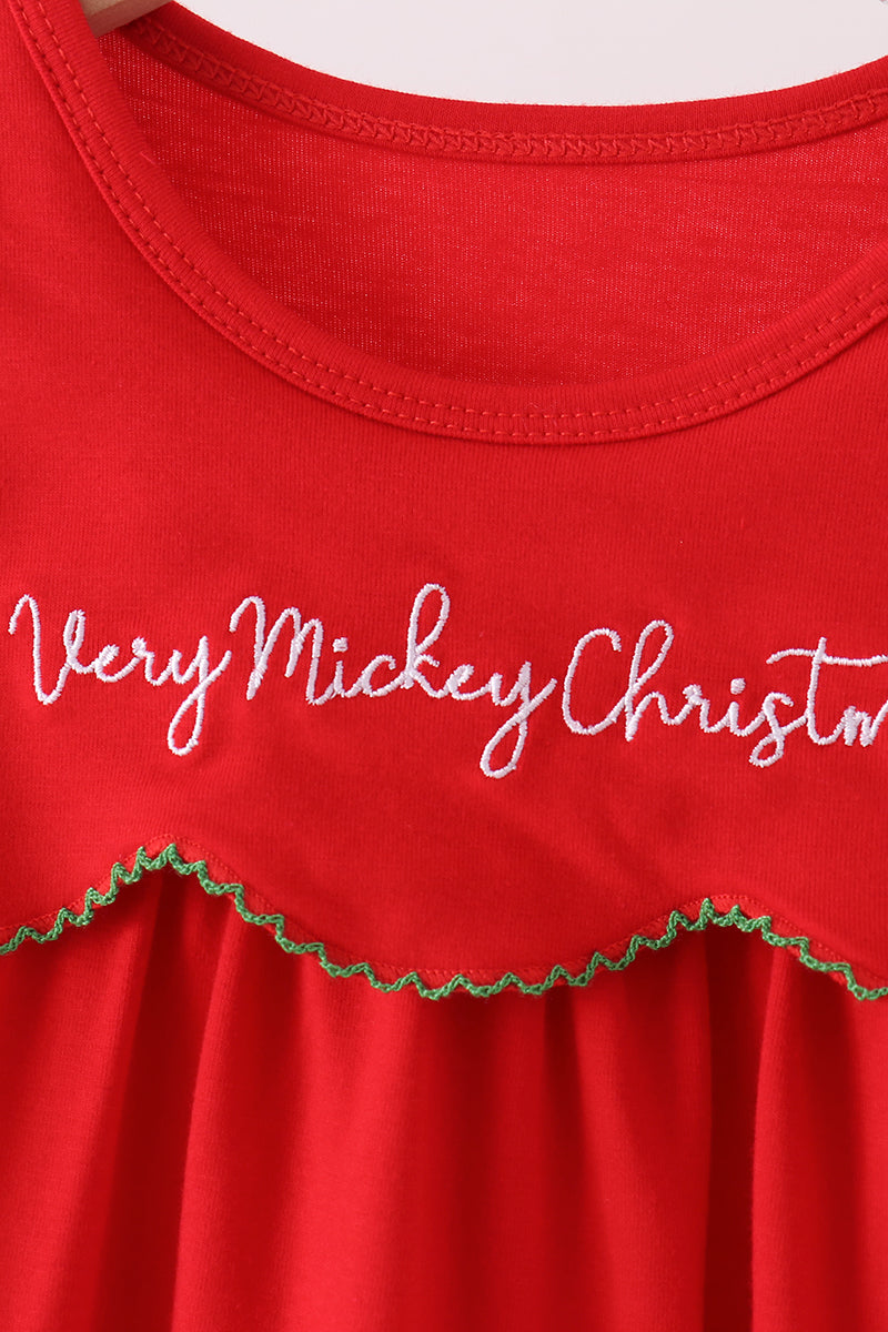Red Christmas Character Appliqué Dress