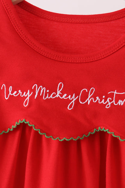 Red Christmas Character Appliqué Dress