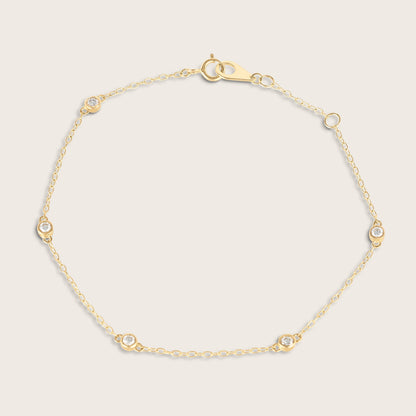 14k Yellow Gold Lab Grown Diamond Station Bracelet