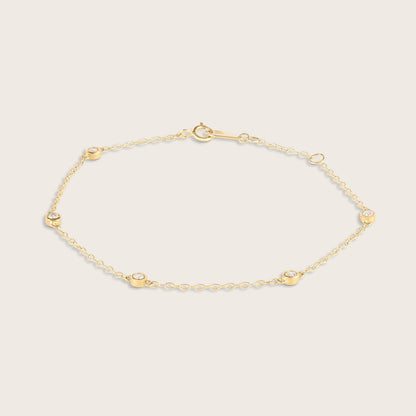 14k Yellow Gold Lab Grown Diamond Station Bracelet
