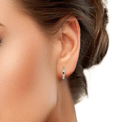 14k Gold 10mm Flat Huggie Hoop Earrings