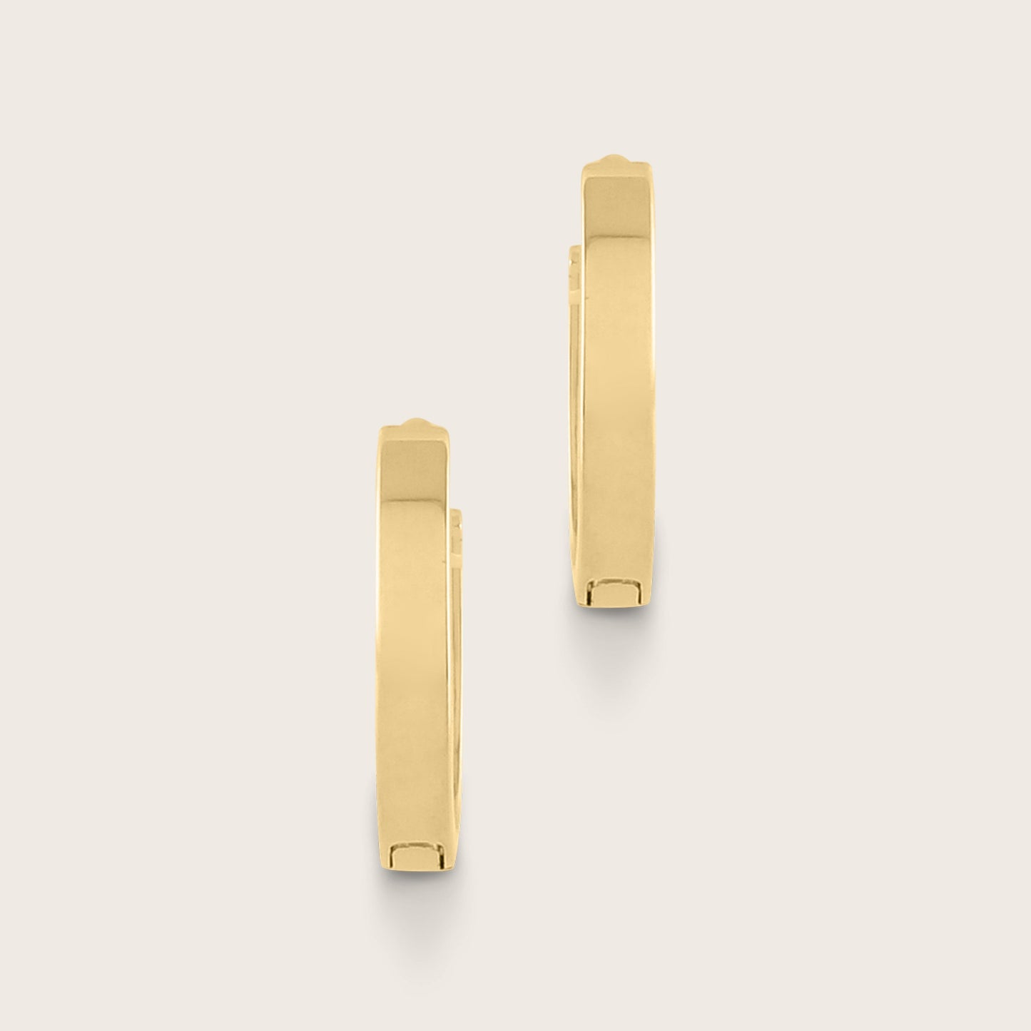 14k Gold 10mm Flat Huggie Hoop Earrings