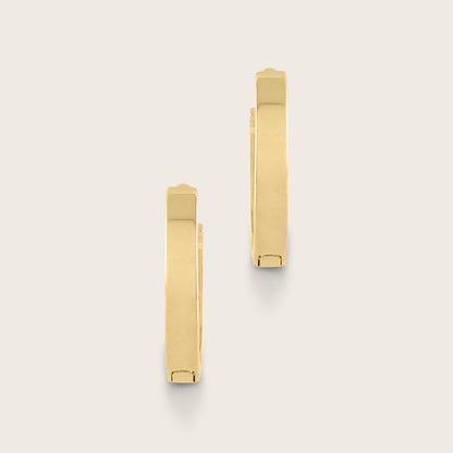 14k Gold 10mm Flat Huggie Hoop Earrings