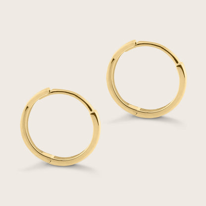 14k Gold 10mm Flat Huggie Hoop Earrings