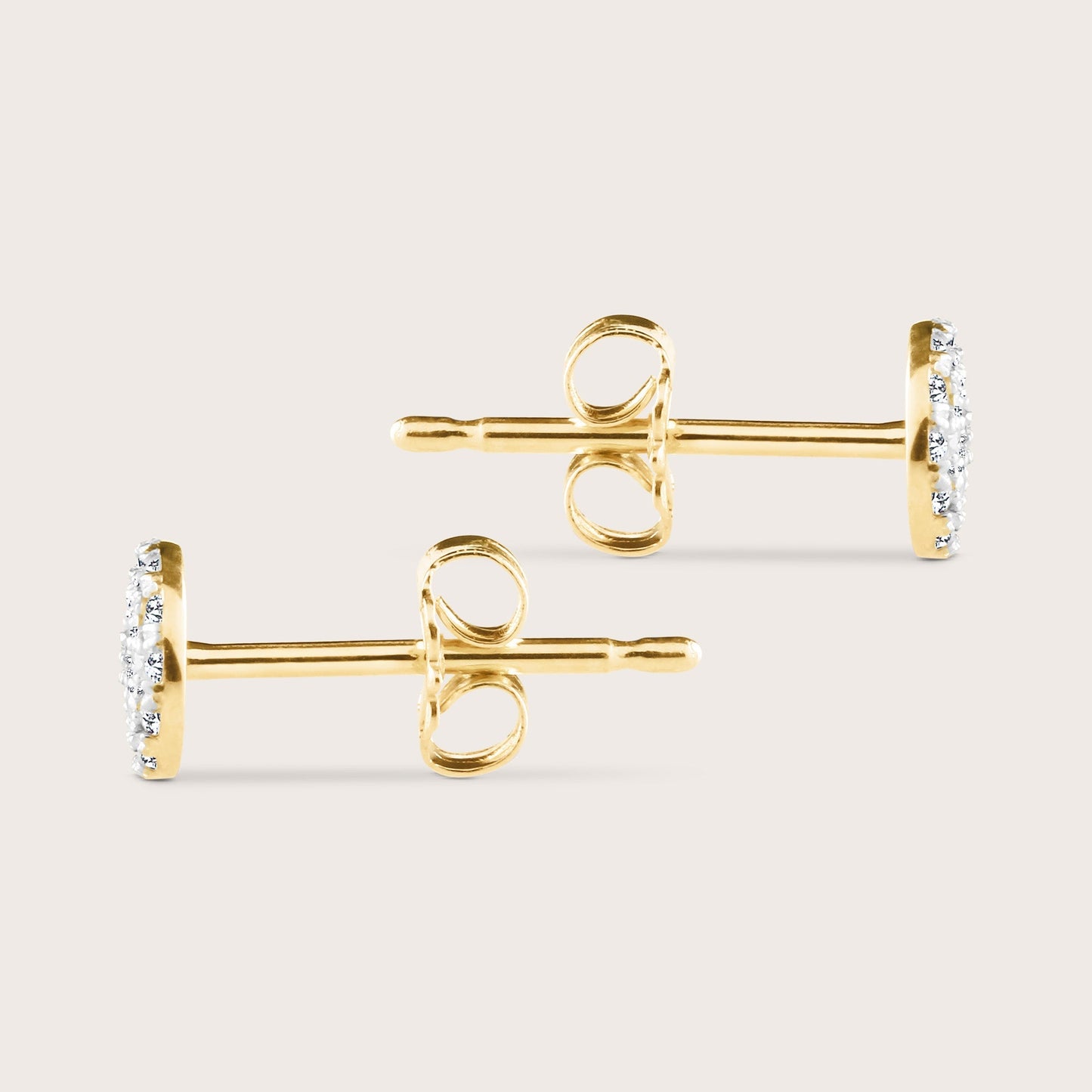 14k Yellow Gold Pavé Lab Grown Diamond Round Stud Earrings