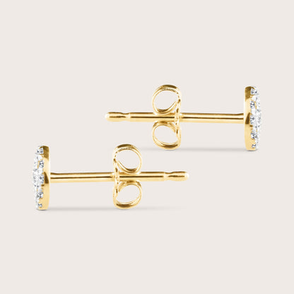 14k Yellow Gold Pavé Lab Grown Diamond Round Stud Earrings