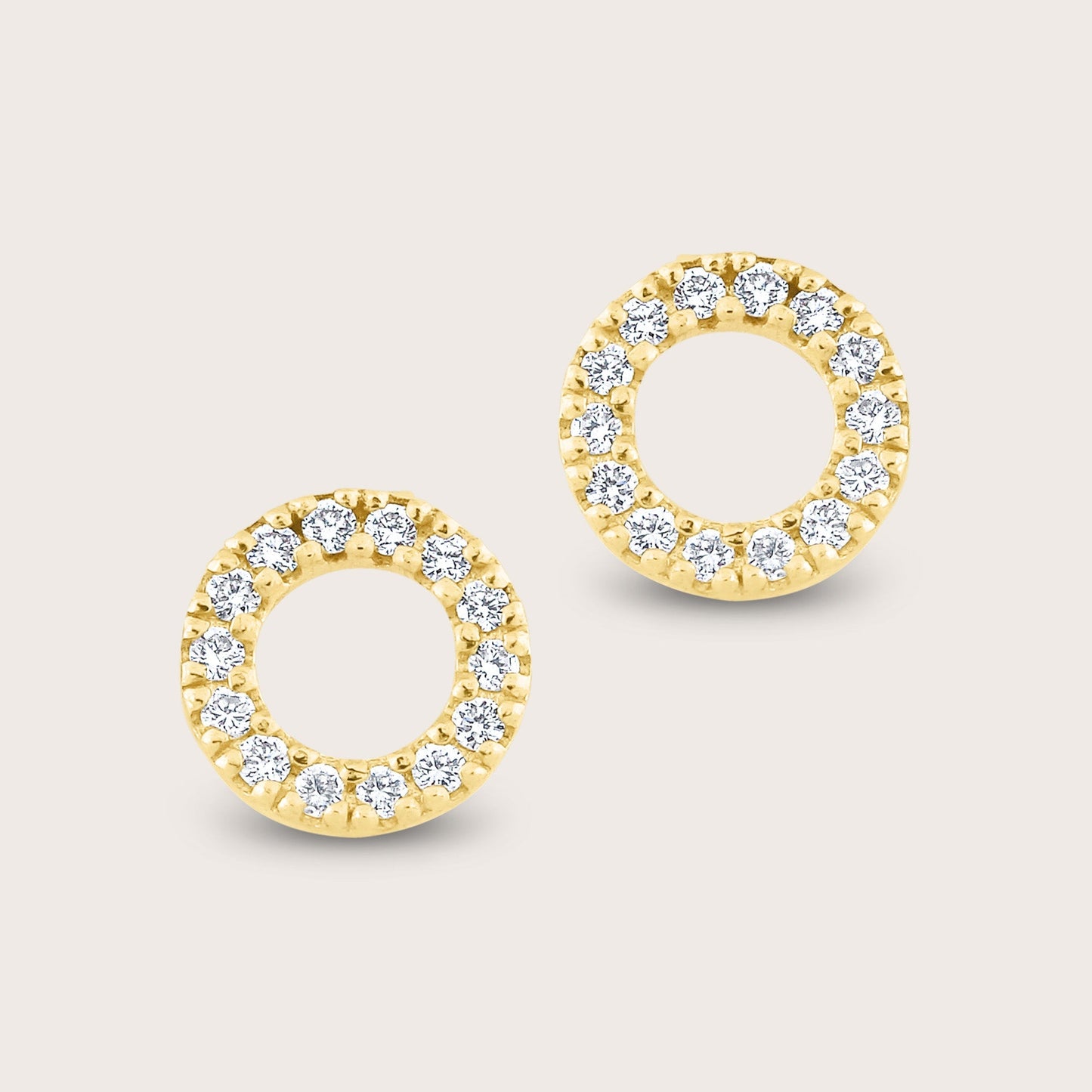 14k Yellow Gold Pavé Lab Grown Diamond Circle Stud Earrings