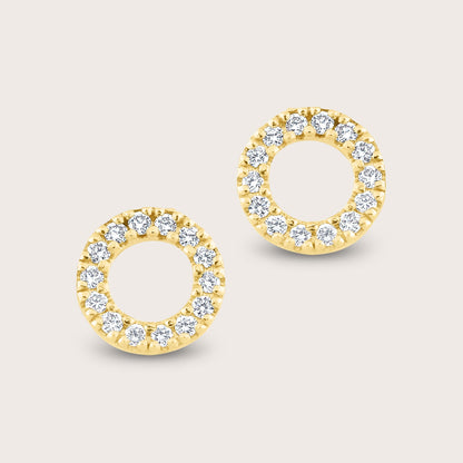 14k Yellow Gold Pavé Lab Grown Diamond Circle Stud Earrings