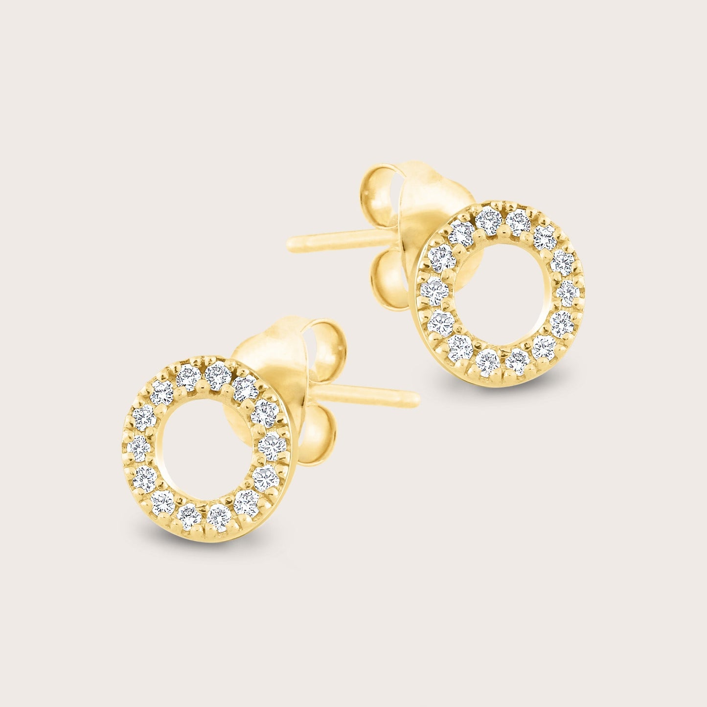 14k Yellow Gold Pavé Lab Grown Diamond Circle Stud Earrings