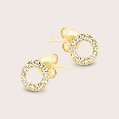 14k Yellow Gold Pavé Lab Grown Diamond Circle Stud Earrings