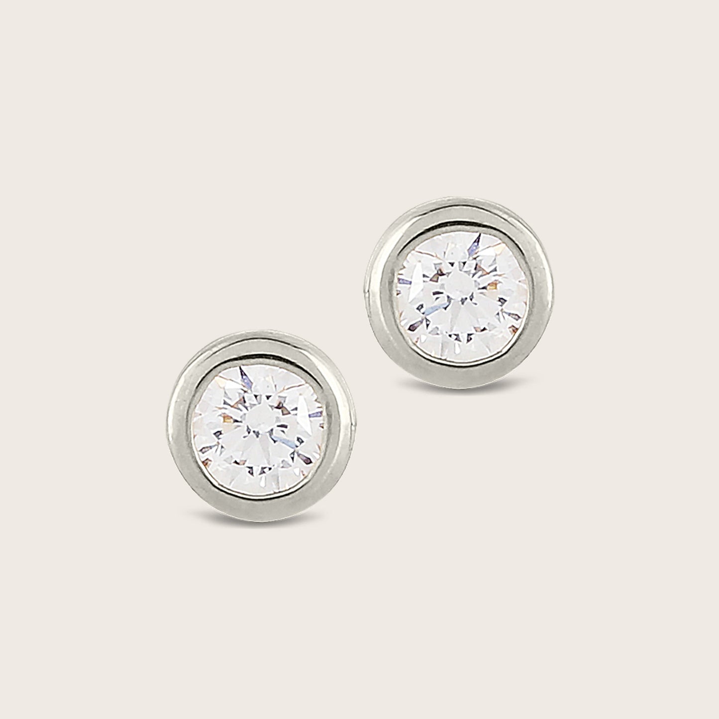 14k Gold Bezel Lab Grown Diamond Stud Earrings