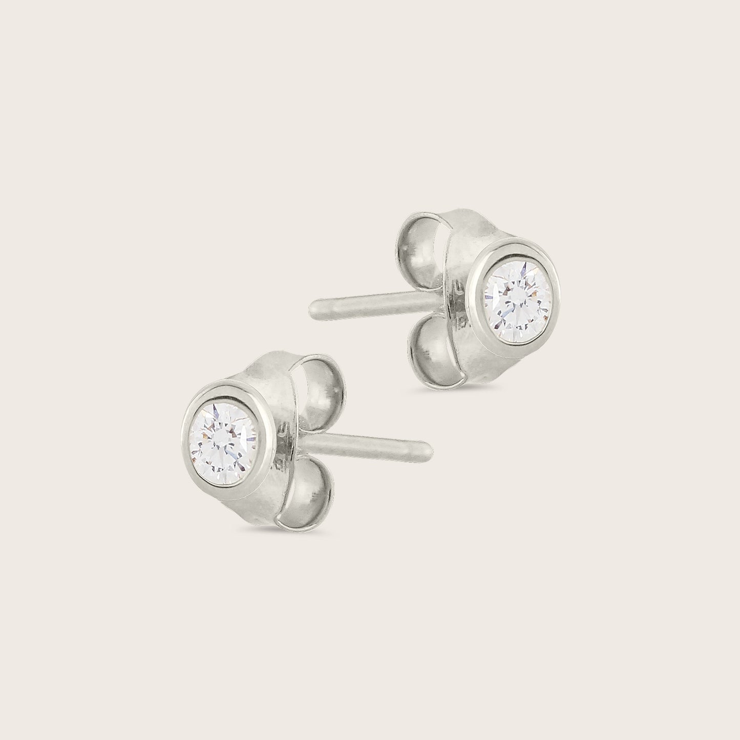 14k Gold Bezel Lab Grown Diamond Stud Earrings