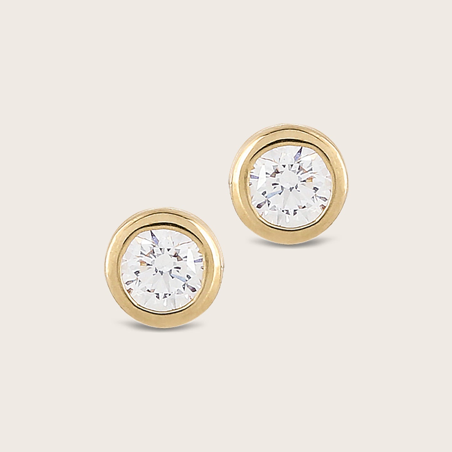 14k Gold Bezel Lab Grown Diamond Stud Earrings