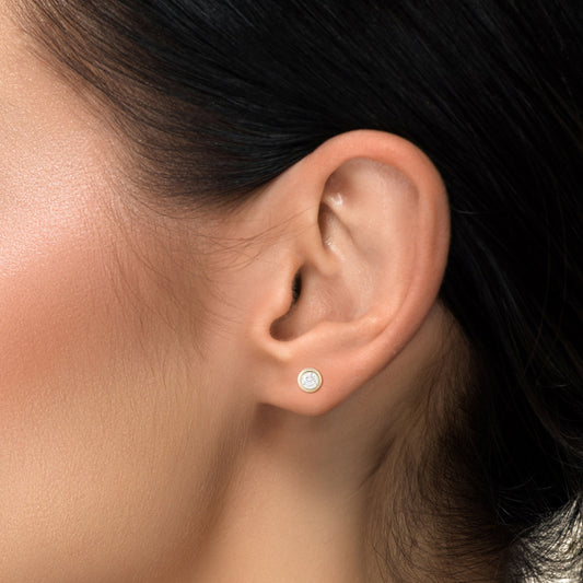 14k Gold Bezel Lab Grown Diamond Stud Earrings