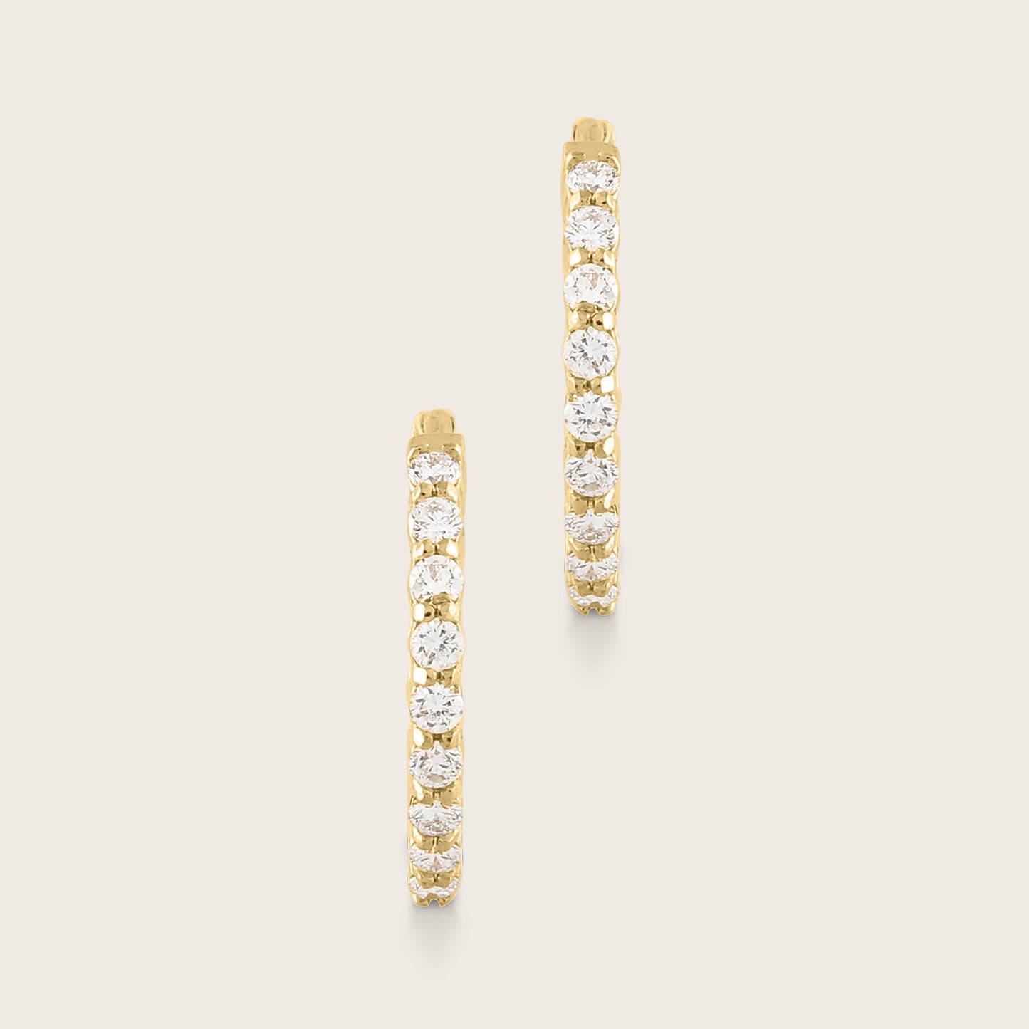 14k Yellow Gold Lab Grown Diamond Huggie Hoop Earrings
